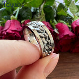 8mm Stainless Steel Rotate Chain Ring Grooved Brushed Gift Jewelry