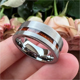 8mm Wood Inlay Tungsten Carbide Wedding Band Ring