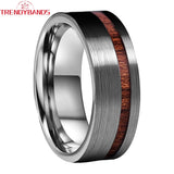 8mm Wood Inlay Tungsten Carbide Wedding Band Ring
