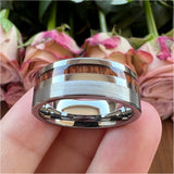 8mm Wood Inlay Tungsten Carbide Wedding Band Ring