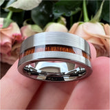 8mm Wood Inlay Tungsten Carbide Wedding Band Ring