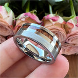 8mm Wood Inlay Tungsten Carbide Wedding Band Ring