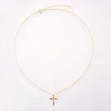 925 Silver Cross Pendant Necklace Long Chain with Crystal Zircon