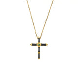925 Silver Cross Pendant Necklace Long Chain with Crystal Zircon