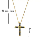 925 Silver Cross Pendant Necklace Long Chain with Crystal Zircon