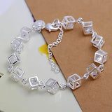 Crystal Square Silver Bracelet for Women
