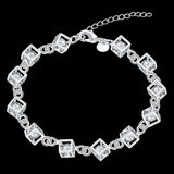 Crystal Square Silver Bracelet for Women