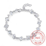 Crystal Square Silver Bracelet for Women