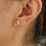 925 Silver Lightning Bolt CZ Stud Earring