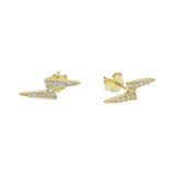 925 Silver Lightning Bolt CZ Stud Earring
