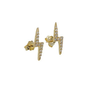 925 Silver Lightning Bolt CZ Stud Earring