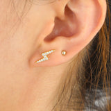 925 Silver Lightning Bolt CZ Stud Earring