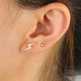 925 Silver Lightning Bolt CZ Stud Earring