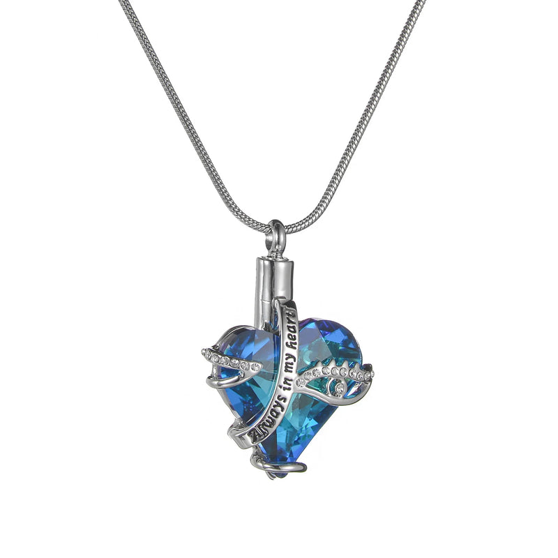 Heart Cremation Memorial Pendant Evil Eye For Ash Urn Necklace
