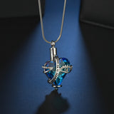 Heart Cremation Memorial Pendant Evil Eye For Ash Urn Necklace