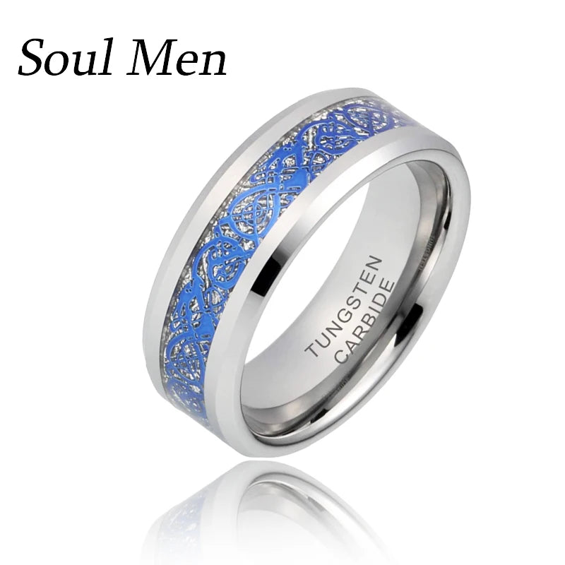 Celtic Dragon 8mm Men's Tungsten Carbide Engagement Wedding Band