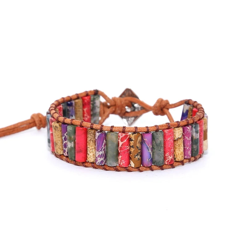 Boho Tube Shape Single Leather Wrap Cuff