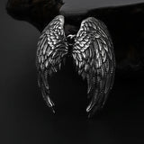 Stainless Steel Retro Angel Wing Men's Pendant Necklace