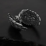 Stainless Steel Retro Angel Wing Men's Pendant Necklace