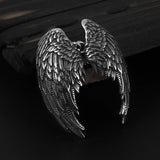 Stainless Steel Retro Angel Wing Men's Pendant Necklace