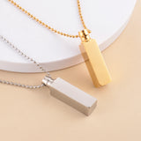 Cube Memorial Ashes Necklace Pendant Stainless Steel Bar Urn Keepsake