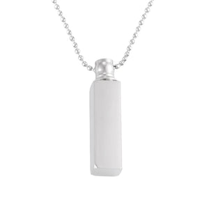 Cube Memorial Ashes Necklace Pendant Stainless Steel Bar Urn Keepsake