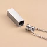 Cube Memorial Ashes Necklace Pendant Stainless Steel Bar Urn Keepsake