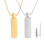 Cube Memorial Ashes Necklace Pendant Stainless Steel Bar Urn Keepsake