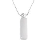 Cube Memorial Ashes Necklace Pendant Stainless Steel Bar Urn Keepsake