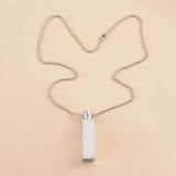 Cube Memorial Ashes Necklace Pendant Stainless Steel Bar Urn Keepsake
