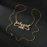 Zircon Butterfly Necklace Crystal Diamond Pendant Bling Chain