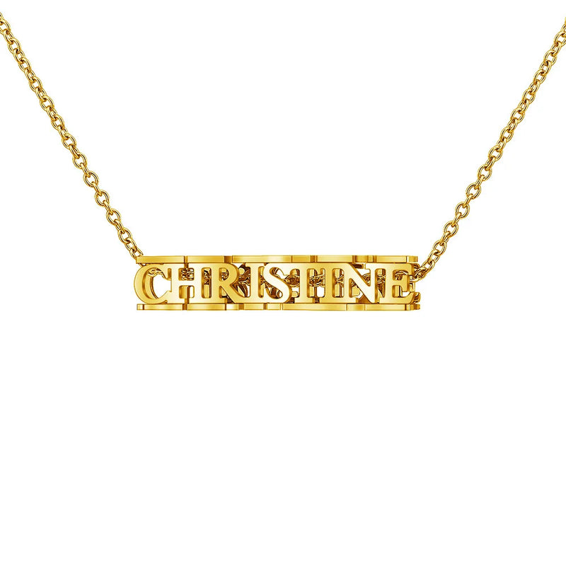 DIY Personalized Name Necklace Stainless Steel 35mm Pendant Women Jewelry