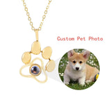 Pet Photo Projection Necklace Cat Dog Paw Pendant Choker Chain Memory Jewelry