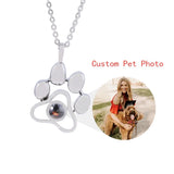 Pet Photo Projection Necklace Cat Dog Paw Pendant Choker Chain Memory Jewelry