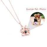 Pet Photo Projection Necklace Cat Dog Paw Pendant Choker Chain Memory Jewelry