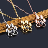 Pet Photo Projection Necklace Cat Dog Paw Pendant Choker Chain Memory Jewelry