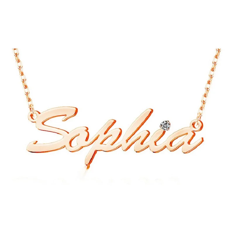 Name Necklace with Birthstone Crystal Letter for Women Birthday