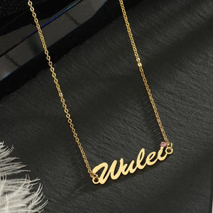 Name Necklace with Birthstone Crystal Letter for Women Birthday