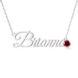 Name Necklace with Birthstone Crystal Letter for Women Birthday