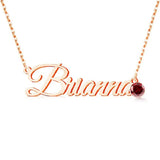 Name Necklace with Birthstone Crystal Letter for Women Birthday