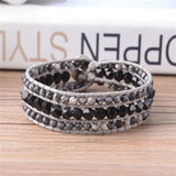 Luxury Leather Wrap Bracelet with Natural Stones