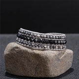 Luxury Leather Wrap Bracelet with Natural Stones