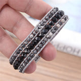 Luxury Leather Wrap Bracelet with Natural Stones