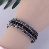 Luxury Leather Wrap Bracelet with Natural Stones