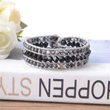 Luxury Leather Wrap Bracelet with Natural Stones