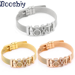 Stainless Steel Mesh Bracelet with Crown