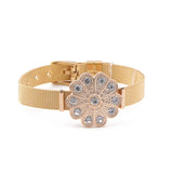 Crystal Wheel Mesh Charm Bracelet Set with Rubber Stops
