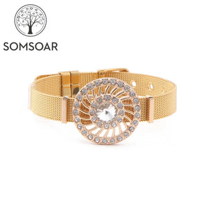 Crystal Wheel Mesh Charm Bracelet Set with Rubber Stops