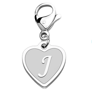 Initial Letter A-Z Alphabet Heart Charm for Bracelet Necklace Keychain