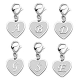 Initial Letter A-Z Alphabet Heart Charm for Bracelet Necklace Keychain